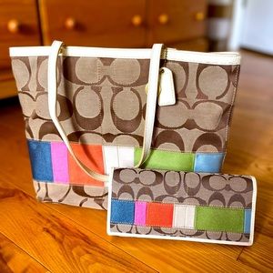 Coach Signature Multicolor Stripe Bag with Matching Wallet A0767-10859